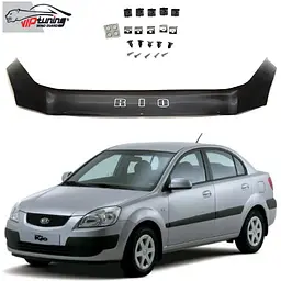 Дефлектор капоту мухобійка для Kia Rio III 2005-2010 Євро Кріплення (Vip Tuning) KA03