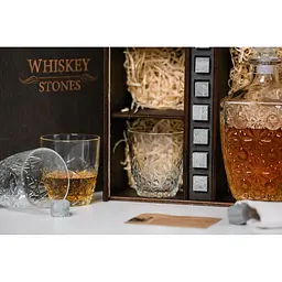 Подарунковий набір Whiskey Stones камені для віскі в дерев'яному пеналі №6 + декантер і 6 склянок Rocco Dedalo + щипці + мішечок - мініатюра 8