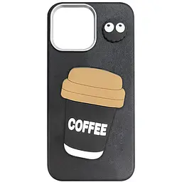 Чохол TPU Leather Toys для Apple iPhone 15 Pro (6.1) Coffee / Black