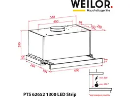 Витяжка WEILOR PTS 62652 FBL 1300 LED Strip - мініатюра 10