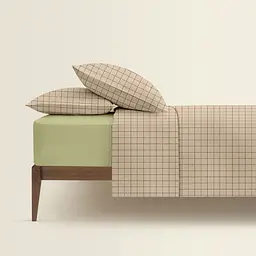 Комплект постільної білизни Cosas полуторний з простирадлом на резинці BEIGE GEOMETRY CS5 160 x 220 см (CellAshbeige_El-78Olive_160) - мініатюра 2
