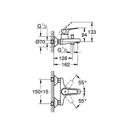 Змішувач для ванни Grohe BauFlow 23601000, Хром - мініатюра 2