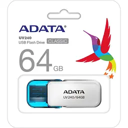 USB флеш накопичувач ADATA 64GB AUV 240 White USB 2.0 (AUV240-64G-RWH) - мініатюра 3