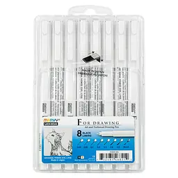 Набір лінерів Marvy Drawing Pen, чорний 8 шт