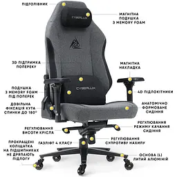 Геймерське крісло Cyberlux Ares Grey (арт. GM-405 G) - мініатюра 2