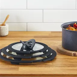 Кришка для посуду Tefal Ingenio, набір 3 шт, скло, пластик, чорний (L9849053) - мініатюра 5