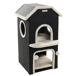 Будиночок для котів Flamingo Nordic Villa двоповерховий з дахом і м'якою подушкою, 41.5×41×85 см