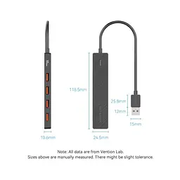Концентратор Vention USB to 4xUSB 3.2 Gen2 + USB-C 10Gbps 0.15m black (CHOBB) - мініатюра 9