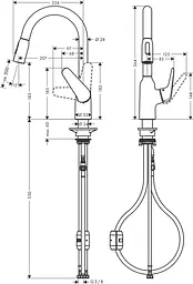 Змішувач Hansgrohe M42-H180 для кухні з висувним виливом 71801000 Хром - мініатюра 2