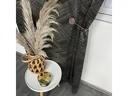 Жакардові штори "геометрія" кавового кольору на тасьмі 2шт. 150х270 ALBO pbe0052386 - мініатюра 4