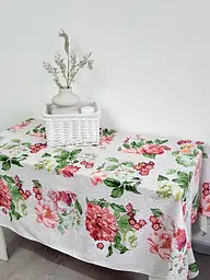 Скатертина Ecotton 150х220 см бавовняна з рогожки рожева 29033/2 Літній букет (23553) - мініатюра 7