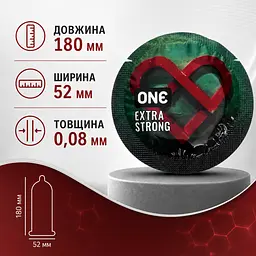 Презерватив ONE Extra Strong, підвищеної міцності, гладкий, латексний, щільніший та міцніший, із силіконовою змазкою - мініатюра 5