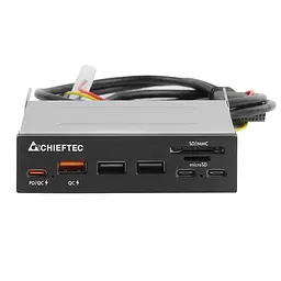 Картридер Chieftec Card Reader 2x USB3.2, 2x Type-C, 1x PD3.0, 1x QC3.0 USB, внутренний, 3.5" черный CRD-908H (CRD-908H)