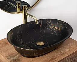Умивальник Rea Roma marble black mat накладний REA-U5609, Чорний матовий - мініатюра 2