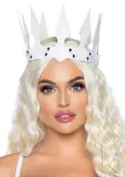 Сексуальна корона Leg Avenue Faux leather spiked crown White з екошкіри (білий)