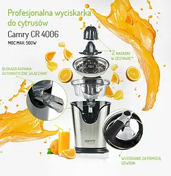 Професійна соковижималка для цитрусових Camry CR 4006 - мініатюра 2