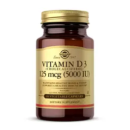 Вітамін D3 Solgar (Cholecalciferol) 125 мкг - 60 веганських капсул