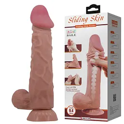 Фалоімітатор Baile Sliding Skin Bendable 9.4'' 24 см коричневий - мініатюра 10