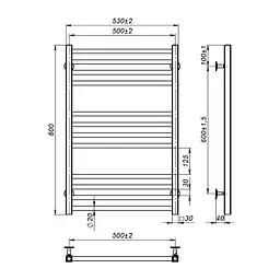 Рушникосушка водяна Onlyheat Ember 500/800/12, Хром - мініатюра 3