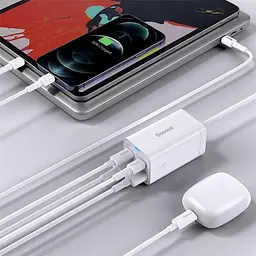 Настільний зарядний пристрій Baseus GaN3 Pro 4 порти 65 Вт CCGP040002 білий - мініатюра 4