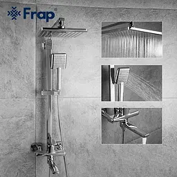 Душова система Frap F2460, поворотний вилив - перемикач на лійку/душ, 1 режим, хром - мініатюра 2