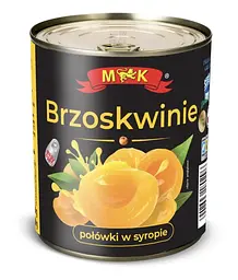 Персики консервовані M&K в сиропі половинками ж/б 820 г