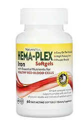 Комплекс із залізом швидкої дії NaturesPlus Hema-Plex 60 капсул