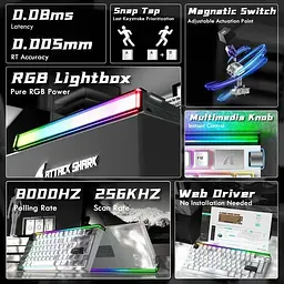 Клавіатура Attack Shark R85 RGB HE Magnetic Purple Mandrel Switches (AS-6972792472522-SW-UA) Starry White (G-000004479) - мініатюра 7