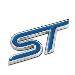 Емблема напис ST для Ford синя 82х35 мм метал (на скотчі)