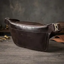 Стильна бананка для чоловіків із натуральної шкіри GRANDE PELLE 22814 коричнева - мініатюра 5