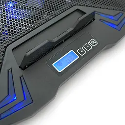 Підставка під ноутбук IceCoorel K5, 10-15", 1*125mm 1400±10% RPM + 4*70mm 2500±10%RPM, корпус пластик+алюміній, 2xUSB2.0, 365x297x30mm, Blue,Box, Q18 - мініатюра 2
