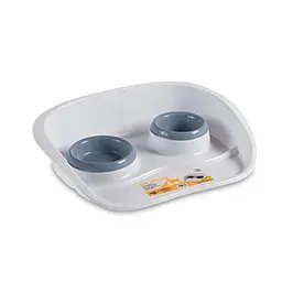 Stefanplast (Стефанпласт) Set dinner - Подвійні миски на підставці для собак і котів (стальний-синій)