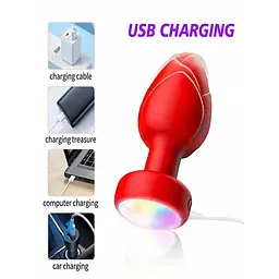 Анальна пробка що світиться з вібрацією і Д/У Light Anal Plug 3,5*9 см зелена — Анальні іграшки - мініатюра 6