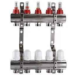 Колектор з вимірювачем витрат, регуляторами та кріпленням ECO 001D 1″x5 000009828