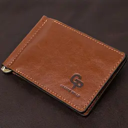 Чоловічий шкіряний затискач для грошей Grande Pelle 11474 коричневий - мініатюра 1