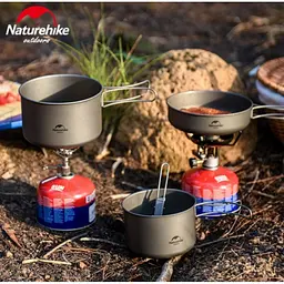 Титанова каструля (котелок) зі складною ручкою 1300мл Naturehike NH18T202-B - мініатюра 6