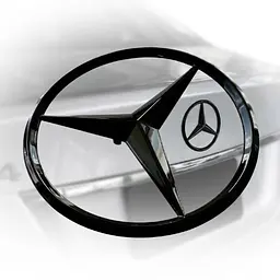 Емблема задня Mercedes-Benz W204 чорна глянцева 78 мм (на 3 направляючих) OEM A2047580058