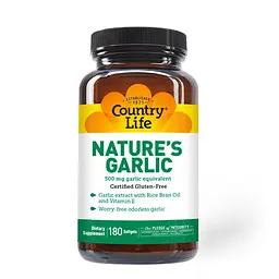 Натуральна добавка Country Life Nature's Garlic, 180 капсул