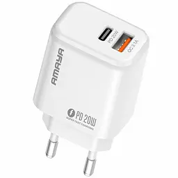 МЗП Amaya E43D PD20W (1USB-A/1C) + кабель USB to Type-C White