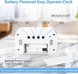 Компактний настільний цифровий годинник будильник Vicloon Digital Alarm Clock білий (SKU-121) - мініатюра 7