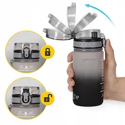 Пляшка для води спортивна 4FIZJO 500 мл 4FJ0627 Grey/Black (P-5905973400725) - мініатюра 9