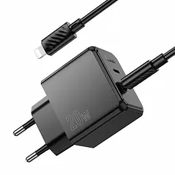 МЗП Hoco CS16A Wish PD20W (1USB-C/1L) + кабель Type-C to Lightning Black - мініатюра 7