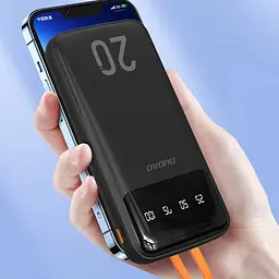Універсальна мобільна батарея Dudao 20000mAh K6Pro+ 10W USB-A,USB-C In/Out,with USB-C/Lightning/MicroUSB/USB-A cables Чорний - мініатюра 2