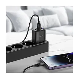 Зарядний пристрій HOCO C141A 2xUSB + cable USB to Lightning black (6942007627863) - мініатюра 4