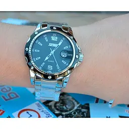 Чоловічий наручний годинник Skmei Robby Steel 0992S Сріблястий з чорним - мініатюра 5