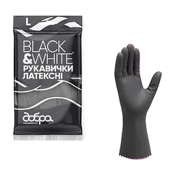 Рукавички господарські Добра Господарочка Black&White Латексні Розмір L (4820086523813)