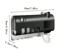 Стерилізатор тримач для зубних щіток на 4 секції з дозатором Multi-function Toothbrush Sterilizer UV, Yu Xin Чорний 86601 - мініатюра 4