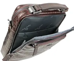 Шкіряна чоловіча сумка Mykhail Ikhtyar 20х25х7 см Коричневий (45033 croco brown) - мініатюра 7
