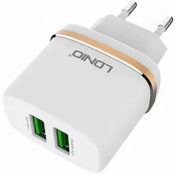 Мережевий зарядний пристрій LDNIO DL-AC52 Travel charger 2USB 2.4A + Lightning cable White - мініатюра 4