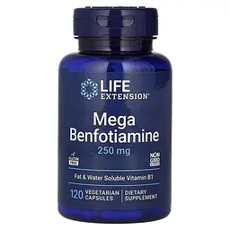 Бенфотіамін Life Extension Mega Benfotiamine 250 mg, 120 вегакапсул для підтримки рівня цукру в крові